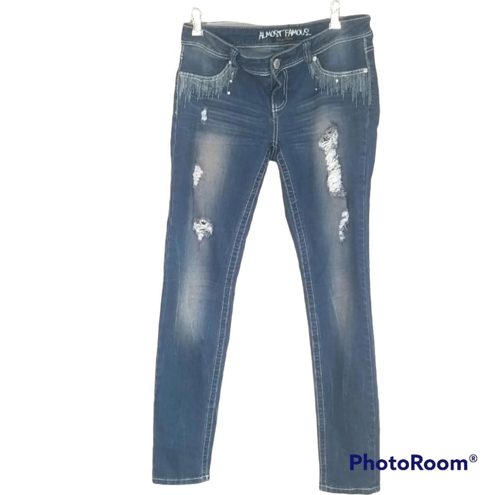 Almost Famous Distressed Blue Jean. Size 9